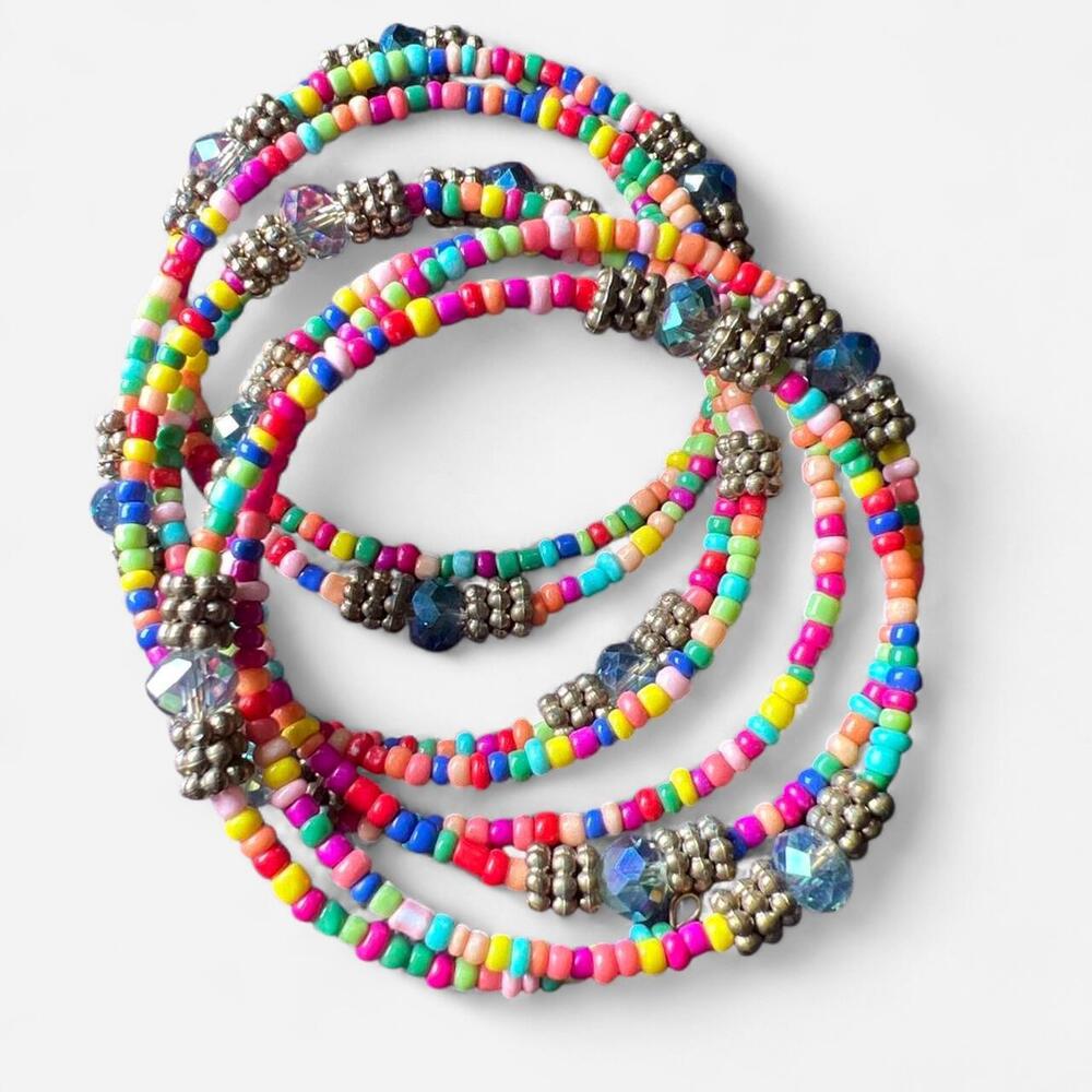 Bauble Bar - Multi-Colored Beaded Coil Wrap Bracelet